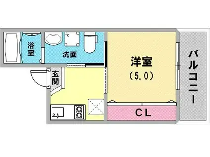 EUNICA甲南山手(1K/5階)の間取り写真