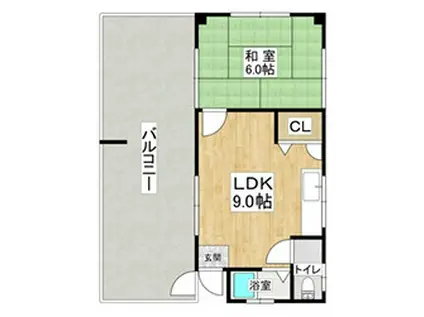 金丸マンション(1LDK/3階)の間取り写真