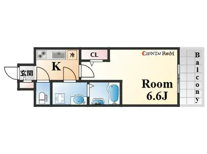 エスリード神戸大倉山ヒルズ(1K/5階)の間取り写真