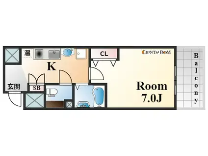 ファビュロウスサンコー(1K/3階)の間取り写真