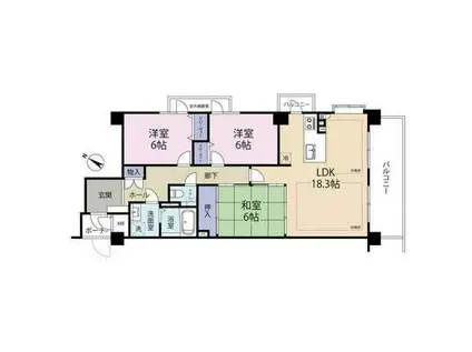 ヒースコート御影城ノ前(3LDK/6階)の間取り写真