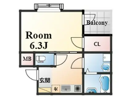 ラ・セーヌ本山(1K/3階)の間取り写真