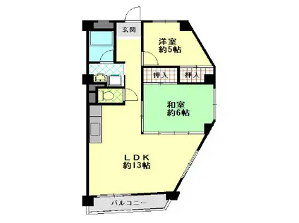 メゾンクレール曽和(2DK/3階)の間取り写真