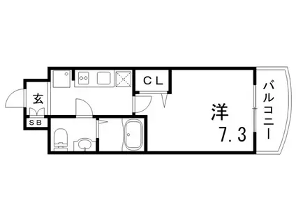 セレニテ神戸プリエ(1K/8階)の間取り写真