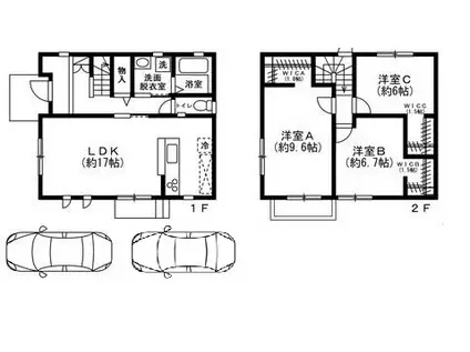 阪急電鉄神戸線 芦屋川駅 徒歩7分 2階建 築2年(3LDK)の間取り写真