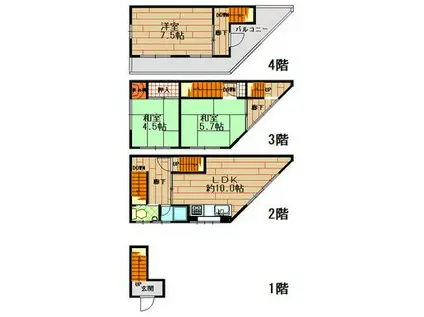 幸楽園ビル(3LDK/2階)の間取り写真