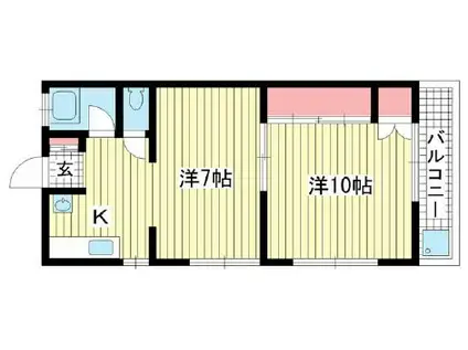エクセル神戸(1LDK/3階)の間取り写真