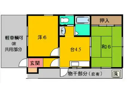MSコートⅡ(2DK/1階)の間取り写真