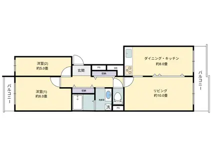 メゾン住吉川(3DK/3階)の間取り写真