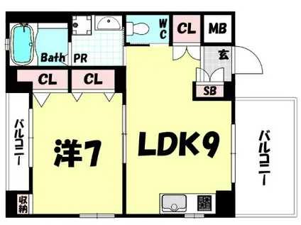 呉ビル(1LDK/4階)の間取り写真
