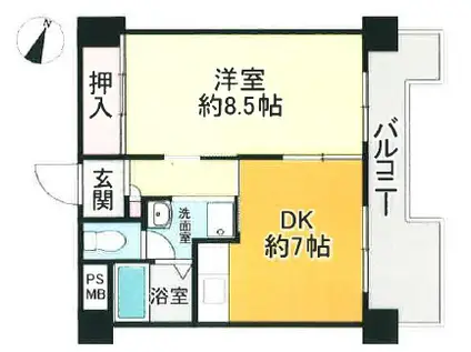 メゾン三宮(1DK/5階)の間取り写真