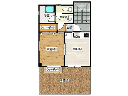 サニーテラス芦屋(1DK/1階)の間取り写真