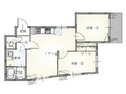 デコール岡本Ⅱ番館(2LDK/1階)の間取り写真