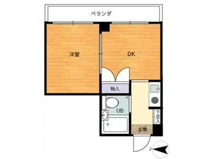 SIハイツ岩屋Ⅱ(1DK/3階)の間取り写真