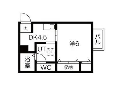 中山手ガーデンパレス(1DK/2階)の間取り写真