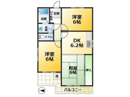 甲南メゾン本山(3DK/5階)の間取り写真