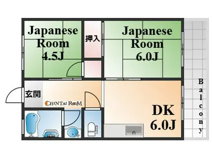 マンション藤(2DK/3階)の間取り写真