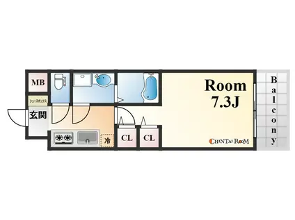 スプランディッド神戸北野(1K/11階)の間取り写真