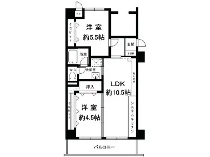 御影メイト(2LDK/1階)の間取り写真