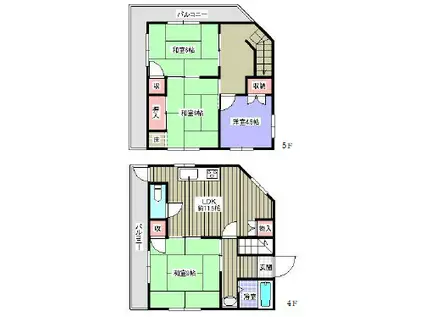 グランディア熊内橋(1LDK/4階)の間取り写真