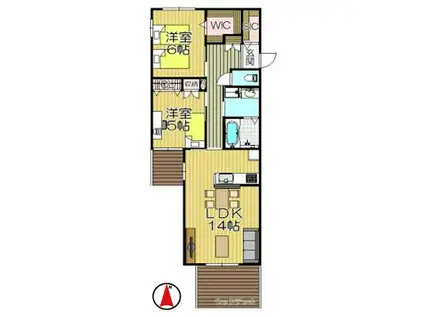 LALABREZZA芦屋翠ヶ丘(2LDK/1階)の間取り写真