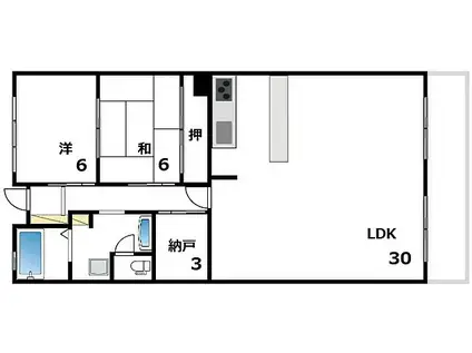 北御影アーバンライフ(2LDK/7階)の間取り写真