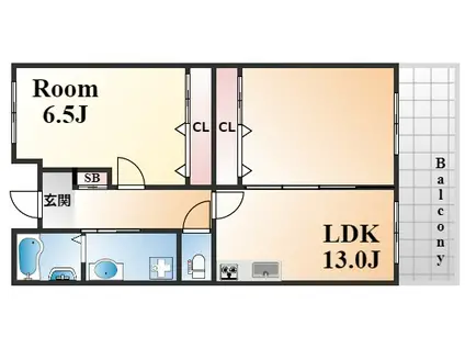 ミロワ西灘(2LDK/1階)の間取り写真