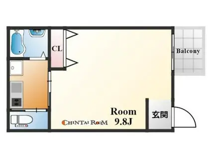 アクロス芦屋西アパートメント2(1K/3階)の間取り写真