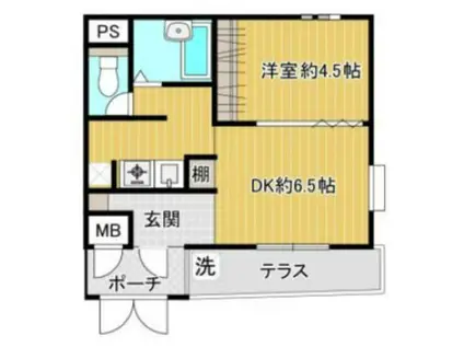 ベルトピア東灘(1DK/1階)の間取り写真