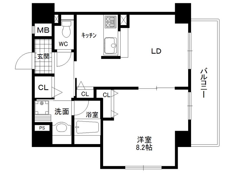 住吉VALORE(1LDK/5階)の間取り写真