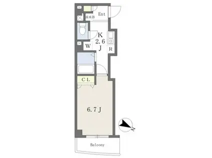 シルフィード・ドゥ御幸(1K/4階)の間取り写真