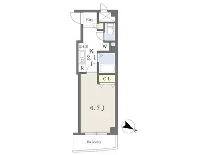 シルフィード・ドゥ御幸(1K/5階)の間取り写真