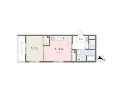 TRE COURT灘(1LDK/2階)の間取り写真