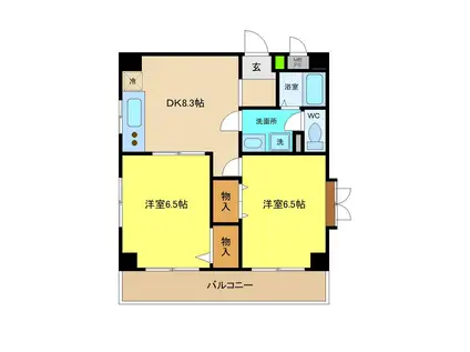 アモンコートⅡ(2DK/2階)の間取り写真