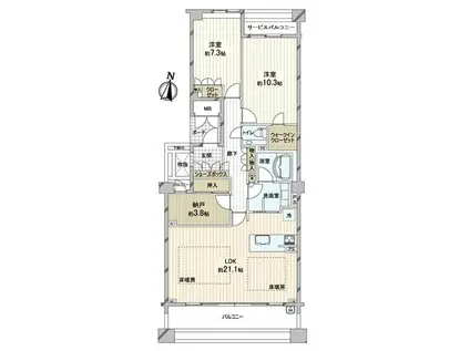 ロジュマン住吉山手(3LDK/3階)の間取り写真