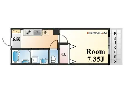 リーフビル割塚(1K/9階)の間取り写真