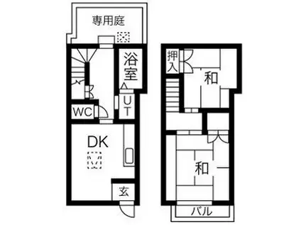 阪神電鉄本線 新在家駅 徒歩7分 2階建 築30年(2DK)の間取り写真