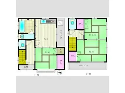 阪急電鉄神戸線 王子公園駅 徒歩5分 2階建 築33年(3DK)の間取り写真