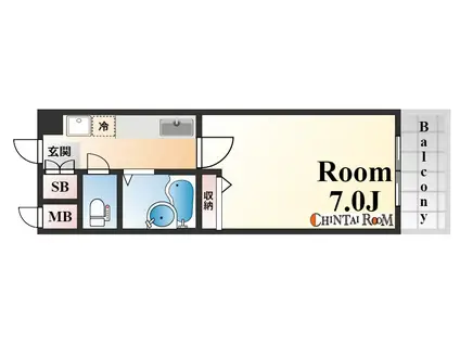 ブロスコート六甲Ⅱ(1K/3階)の間取り写真