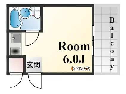 クローバーハイツ三宮(ワンルーム/3階)の間取り写真