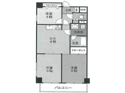 ランテージ神戸花隈(3DK/1階)の間取り写真