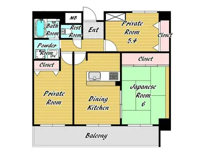オーシャンビュー御影(3LDK/4階)の間取り写真