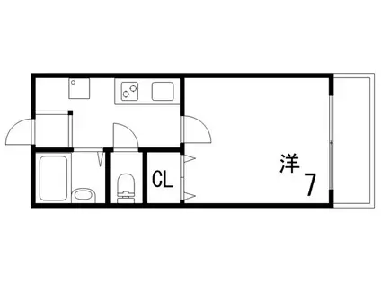 エテュード芦屋川(1K/1階)の間取り写真