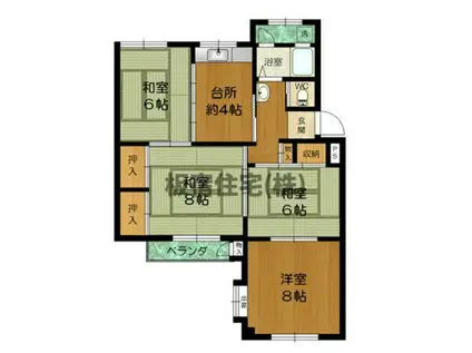 鶴甲コーポ 1号棟 - 34号棟(4K/4階)の間取り写真