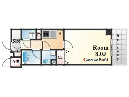 ボンニー元町(1K/9階)の間取り写真