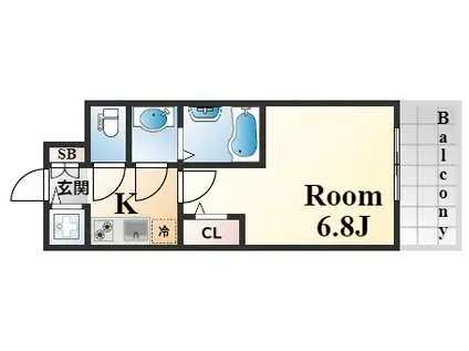 エスリードレジデンス神戸三宮(1K/14階)の間取り写真