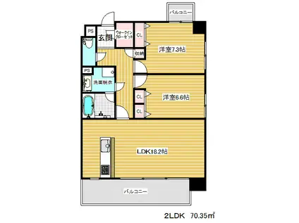 オルト神戸(2LDK/8階)の間取り写真