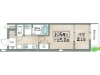 BASE青木(1DK/2階)の間取り写真