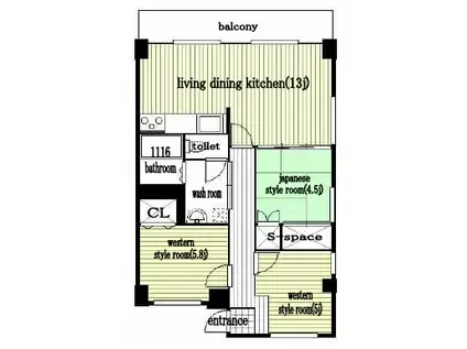 ジュエリー山手(3LDK/6階)の間取り写真
