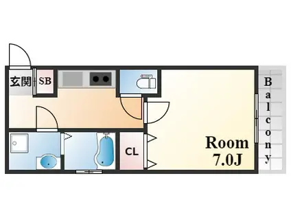 ワンゴークレスト(1K/6階)の間取り写真